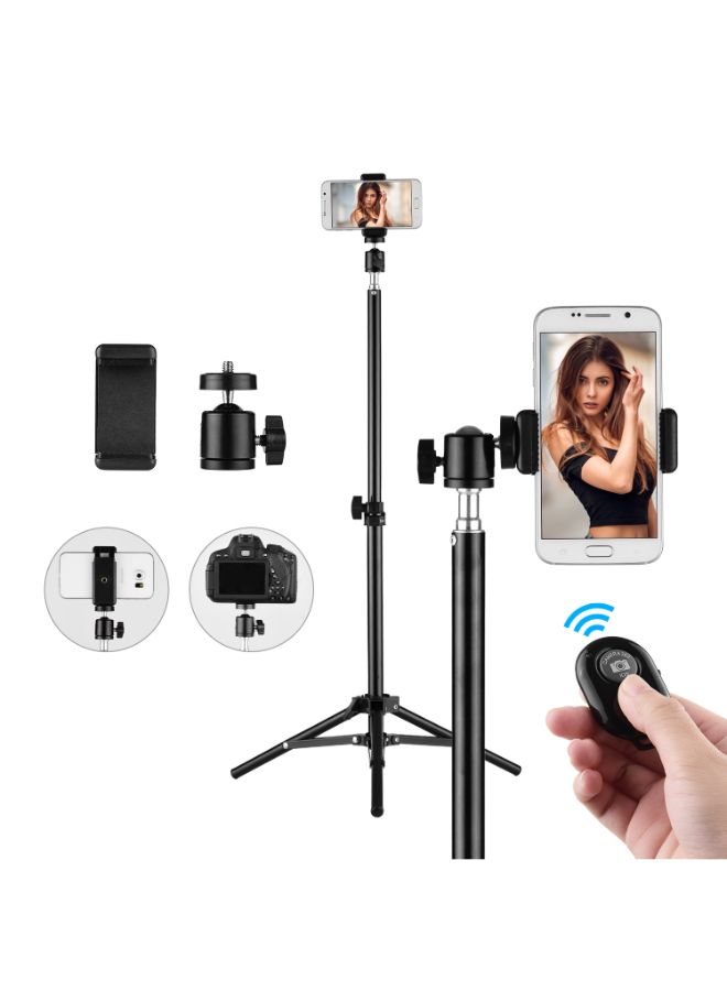 Aluminum Alloy Studio Photography Light Tripod Stand With Ball Head Cellphone Clamp Black - Image 2