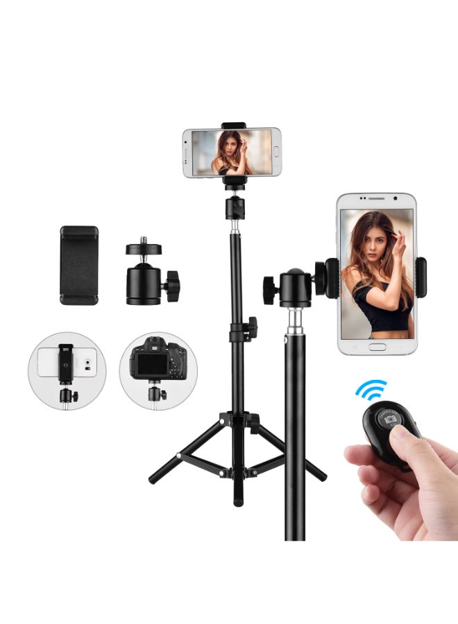 Aluminum Alloy Studio Photography Light Tripod Stand With Ball Head Cellphone Clamp Black - Image 2