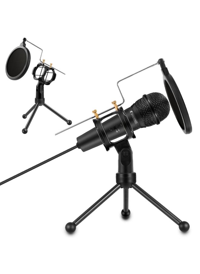 Detachable Microphone Tripod Stand Bracket With Pop Filter Net Black  - Image 2