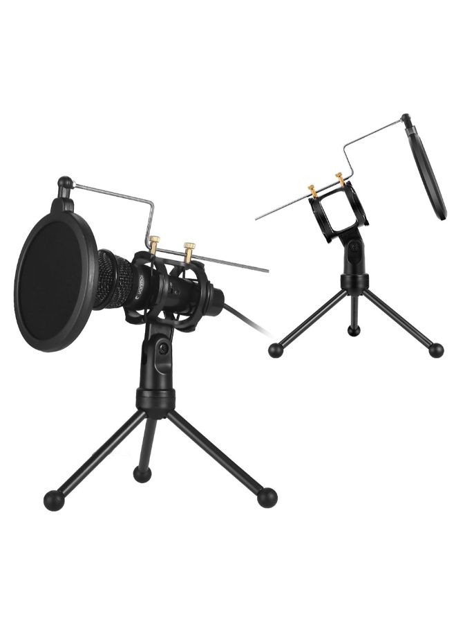 Detachable Microphone Tripod Stand Bracket With Pop Filter Net Black  - Image 4