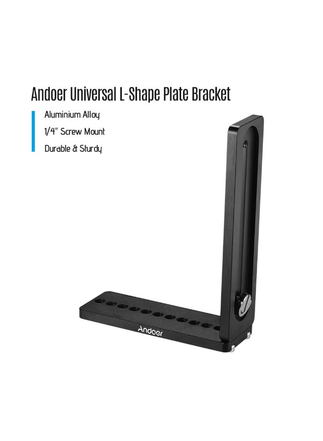 ANDOER Aluminium Alloy L-Shape Plate Bracket With Screw Mount Black - Image 2