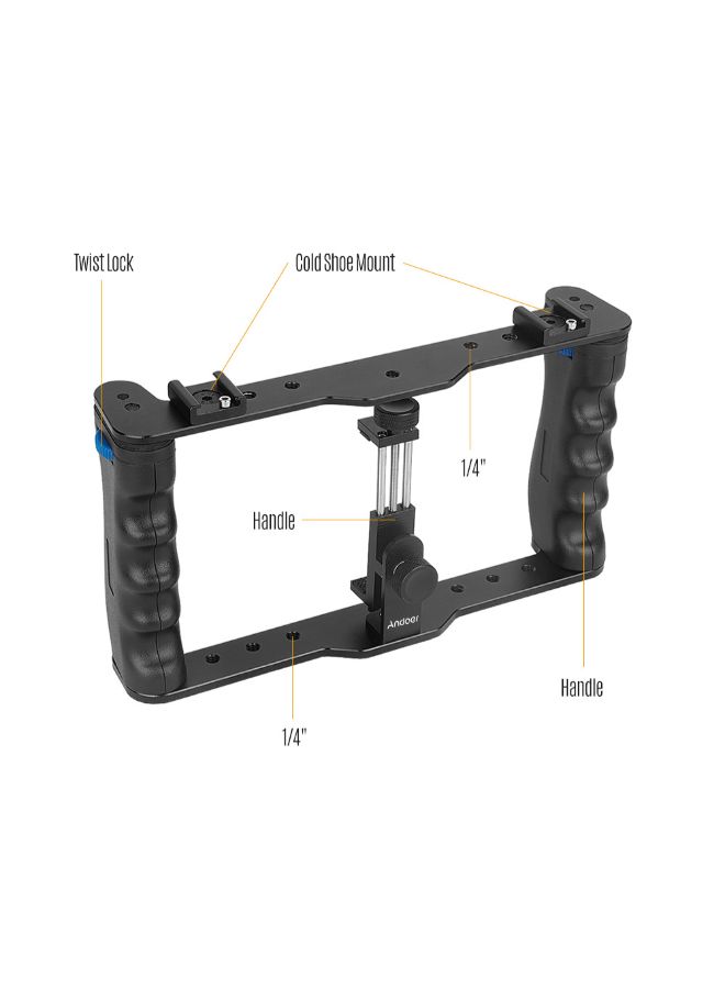 ANDOER Professional Dual Handheld Smartphone Photographic Bracket Black  - Image 2