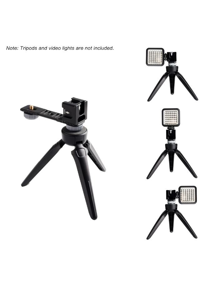 Aluminium Alloy Gimbal Extention Bar Bracket With 4-Cold Shoe Mount Black  - Image 2