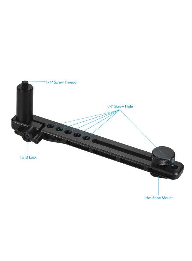 FeiyuTech Aluminium Alloy Extension Arm Bracket With Screw Mount Black  - Image 2