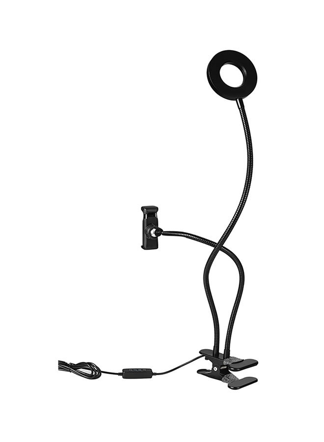 2-In-1 Lazy Bracket Flexible Phone Stand With LED Lightbeads Selfie Ring Light Black