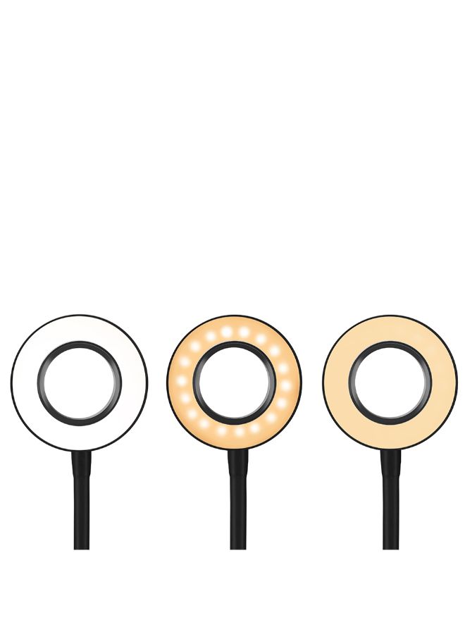 3-In-1 Lazy Bracket Flexible Phone Stand With LED Lightbeads Selfie Ring Light Black - Image 2