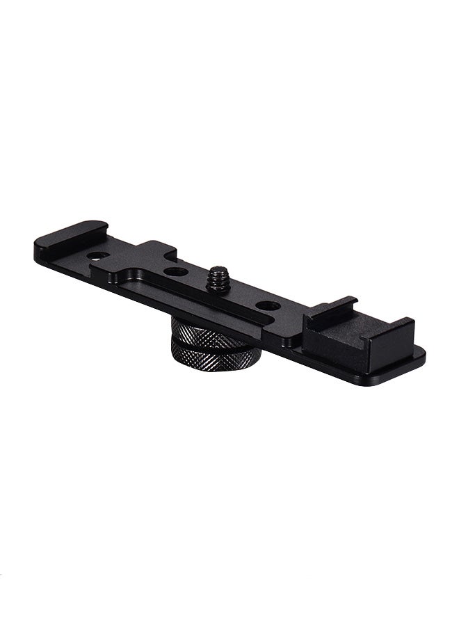 Aluminium Alloy Camera Dual Hot Shoe Extension Bar Bracket With Screw Mount Black  - Image 1