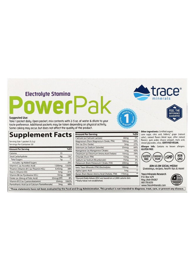 Trace Minerals Research Pack Of 30 Acai Berry Electrolyte Stamina PowerPak  - Image 3