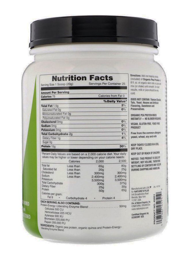 Natures Plus Pea Protein High Protein Energy Powder - Image 2