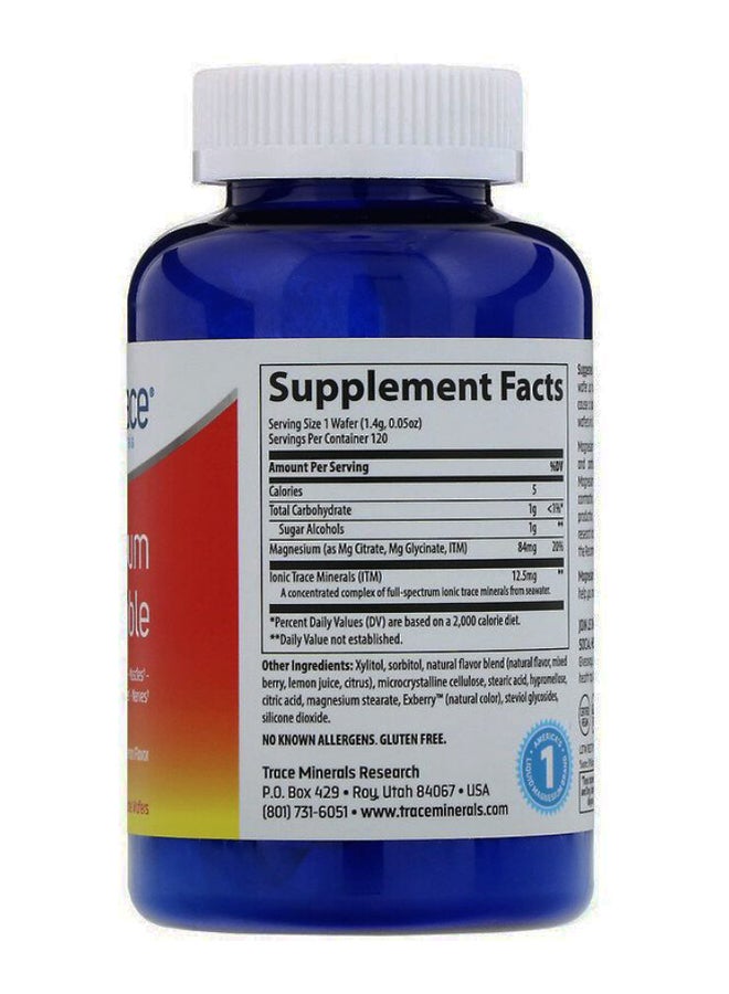 Trace Minerals Research Magnesium Chewable Raspberry Lemon Flavor - 120 Chewable Wafers  - Image 2