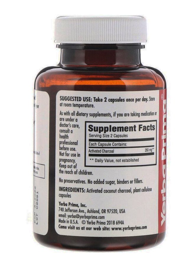 Yerba Prima Activated Coconut Charcoal - 60 Vegetarian Capsules - Image 2