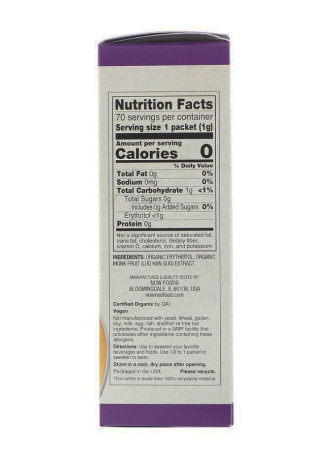 Now Foods - Pack Of 70 Organic Monk Fruit Zero-Calorie Sweetener - Image 1