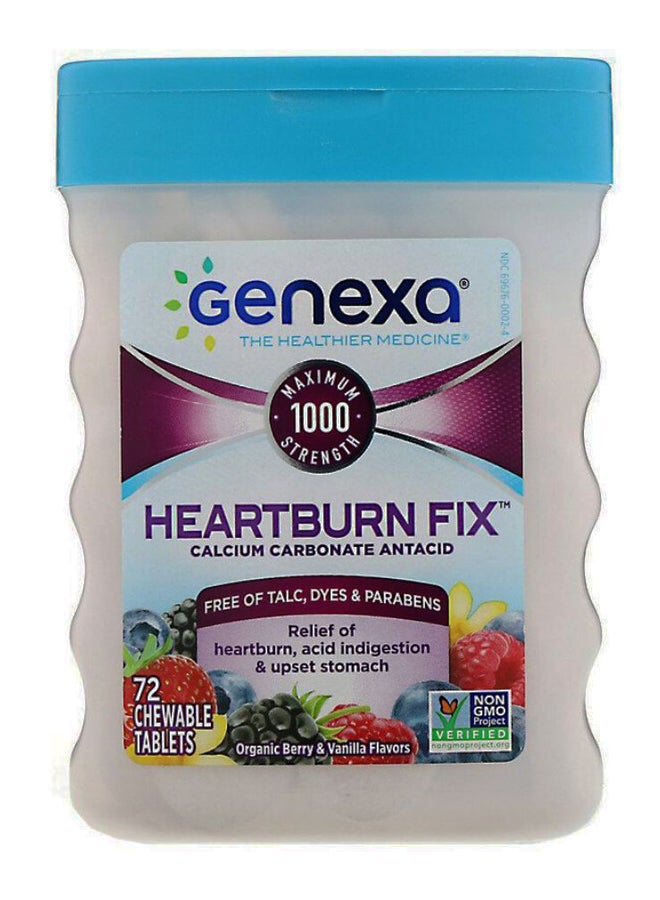 Genexa Organic Berry And Vanilla Heartburn Fix Carbonate Antacid, - 72 Chewable Tablets 