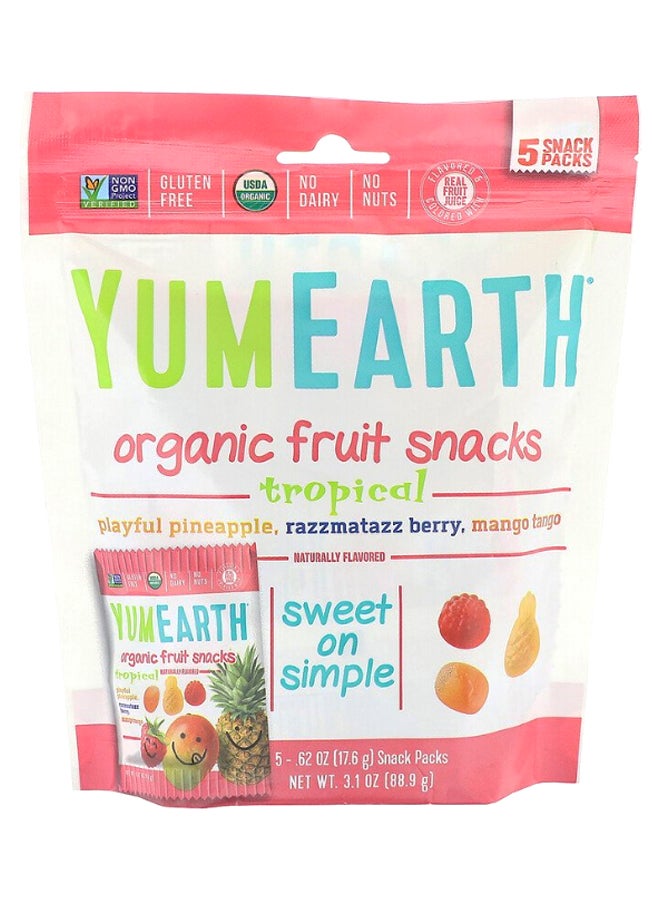 YumEarth Pack Of 5 Sweet On Simple Tropical Organic Fruit Snacks - Image 1
