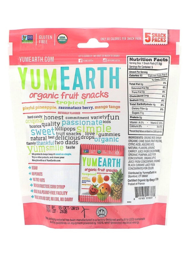 YumEarth Pack Of 5 Sweet On Simple Tropical Organic Fruit Snacks - Image 2
