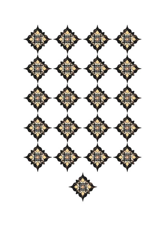 Pack Of 21 Qiangtie Wall Stickers Set Beige/Black 8x8cm 