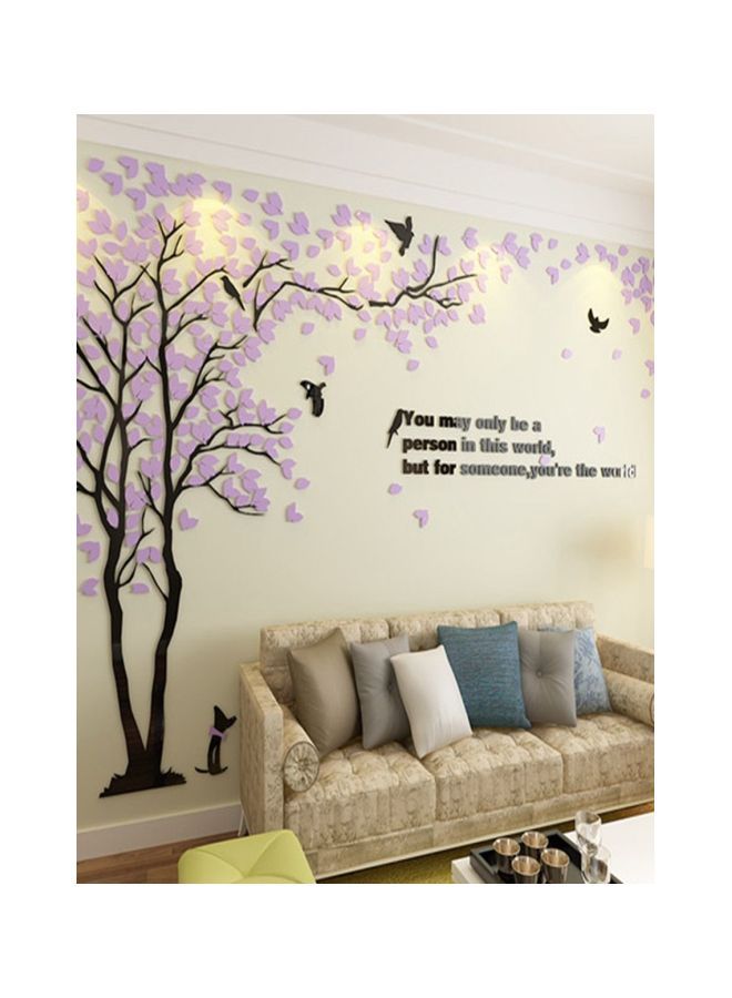 Qiangtie 3D Tree Wall Sticker Purple/Black 200x100cm