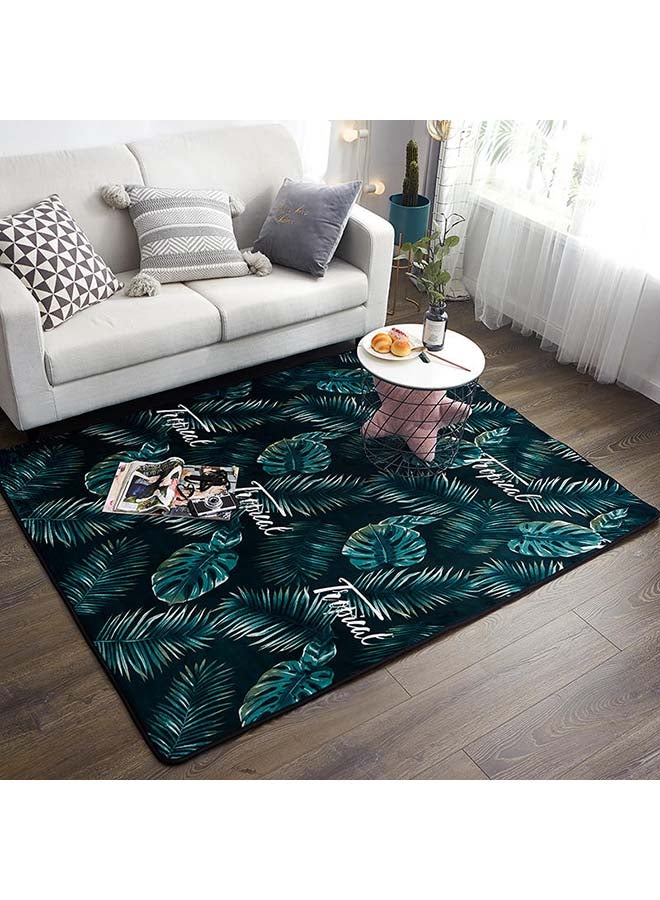 Tropical Leaf Anti-Slip Living Room Carpet Dark Green 50 x 75cm 