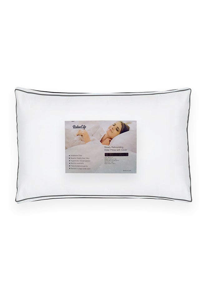 Slowly Rebounding Hotel Pillow With Cover Cotton White 48x74cm - v1587106423/N29886834A_2