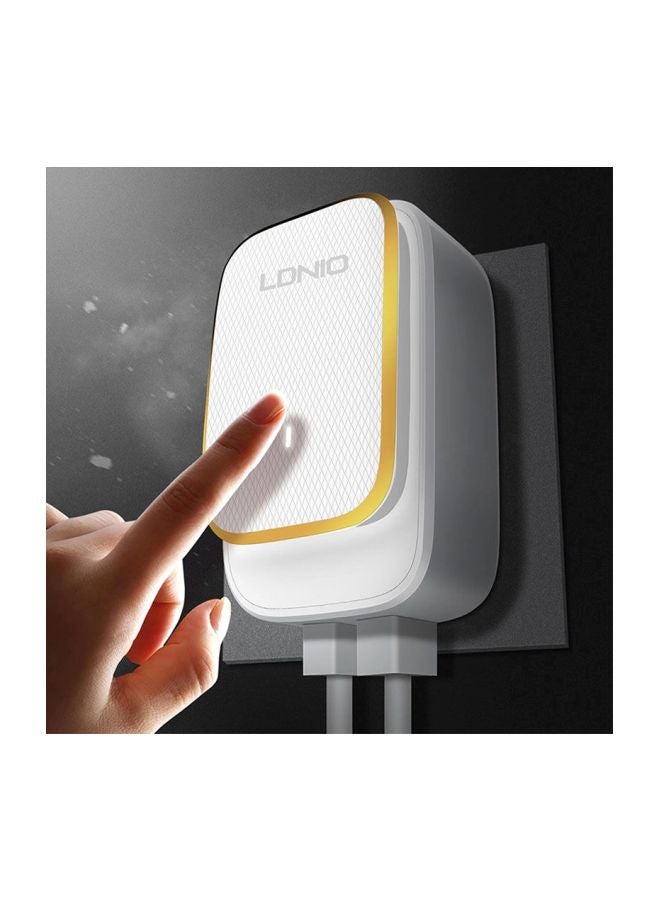 LDNIO LED Touch USB Charger White/Gold - Image 2