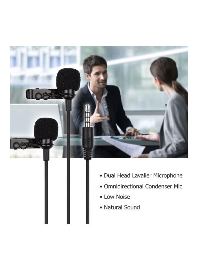ACEMIC EM2 Omni-Directional Dual Head Condenser Lavalier Microphone 1D8239 Black - Image 3