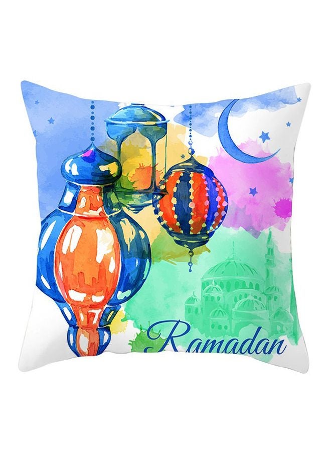 غطاء وسادة بطبعة تصميم يعبر عن شهر رمضان إخضر / أزرق / أحمر 45x45سم