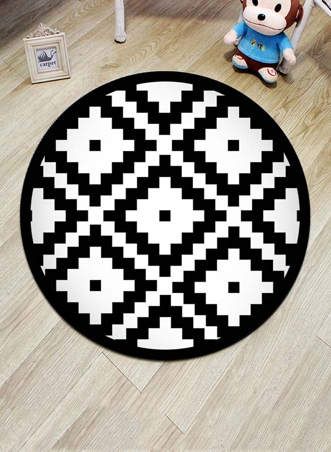 Geometric Pattern Anti-Skid Floor Mat Black/White 80 x 80cm