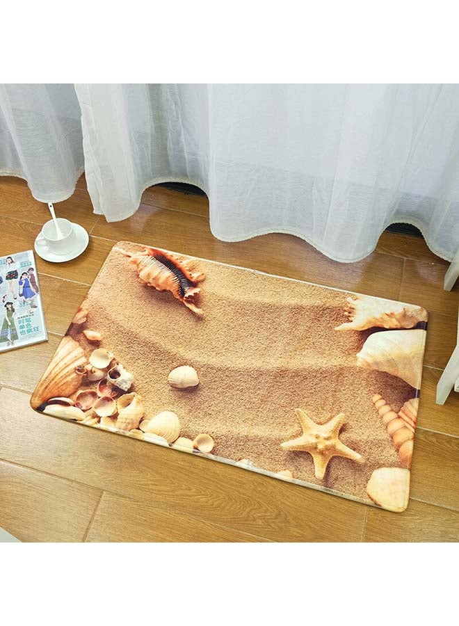 Sea Shell Pattern Anti-Skid Doormat Beige/White 40 x 60cm 