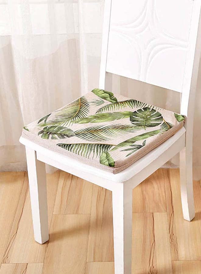 Plants Pattern Thick Chair Pad Green/Beige One Size
