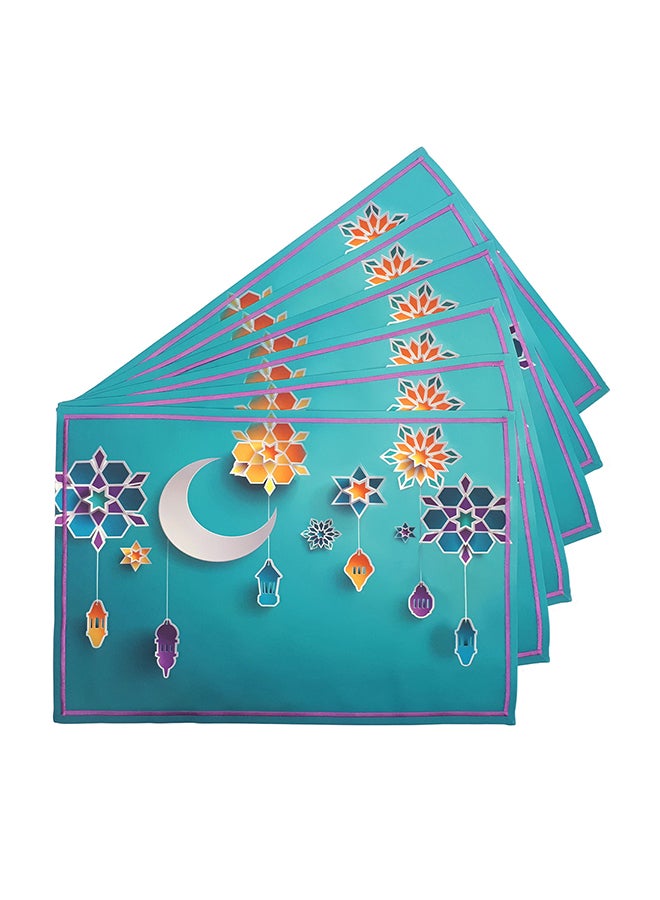 Alwan 6-Piece Ramadan Place Mat Set Multicolour 45x30cm - Image 1
