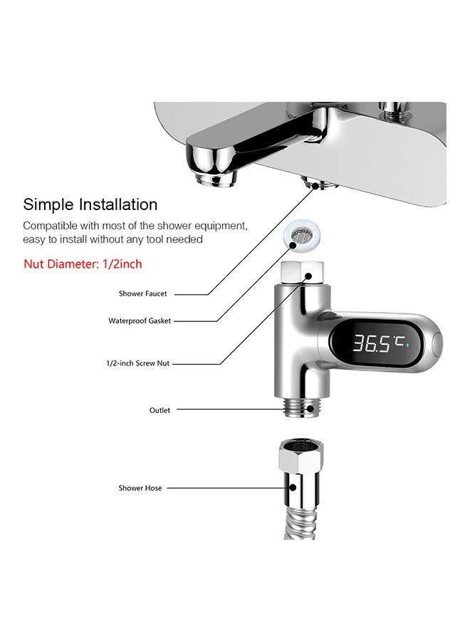 Generic - LED Digital Shower Temperature Display HC-1 Silver - Image 1