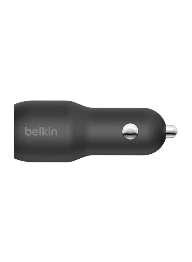 Boost Dual USB-A Car Charger With Lightning To USB-A Charging Cable Set