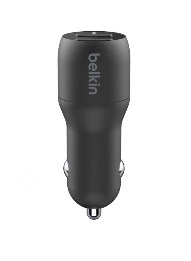 Boost Dual USB-A Car Charger With Lightning To USB-A Charging Cable Set
