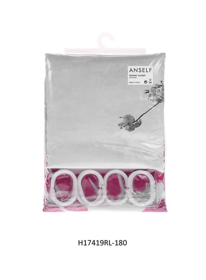 ANSELF Eiffel Tower Printed Polyester Shower Curtain With Ring Hooks Grey/Pink/Black 180x180cm - Image 2