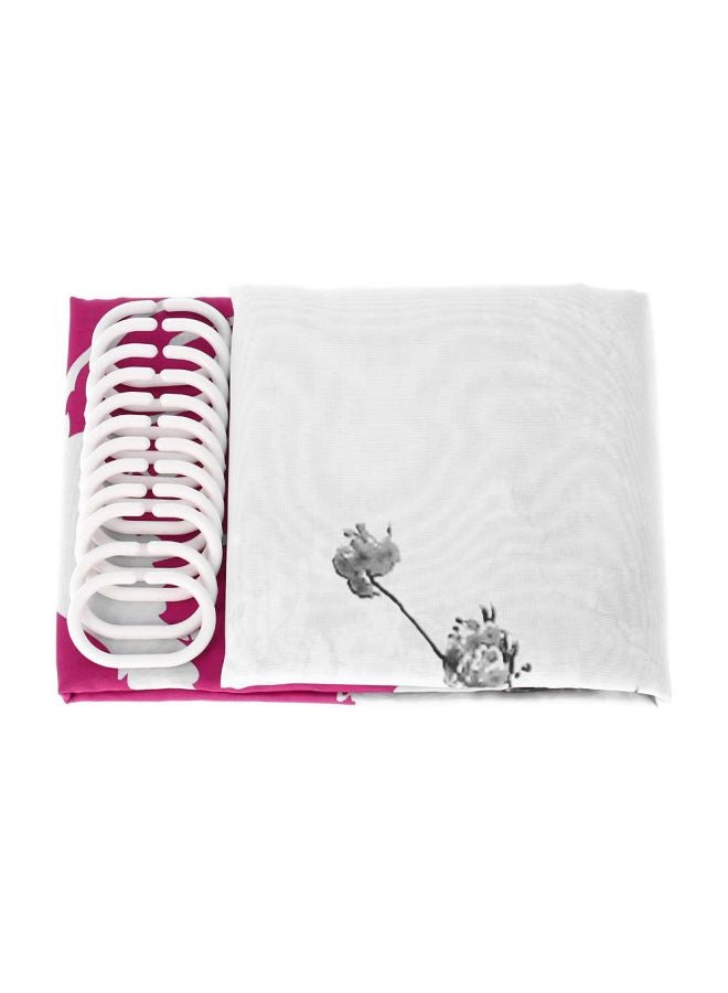 ANSELF Eiffel Tower Printed Polyester Shower Curtain With Ring Hooks Grey/Pink/Black 180x180cm - Image 3