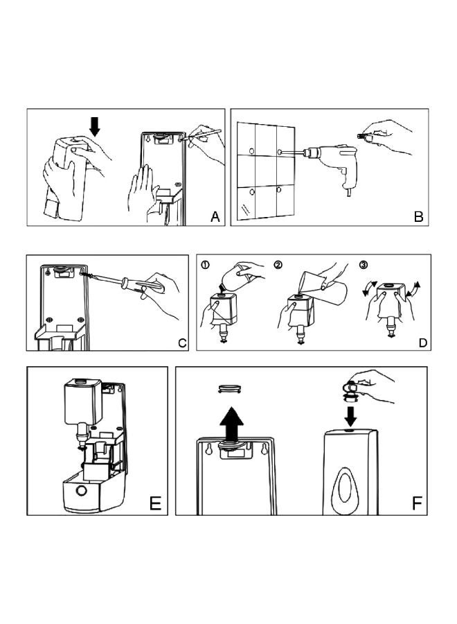 CHUANGDIAN Wall Mounted Soap Dispenser White/Grey 24x10x10.5cm - Image 5