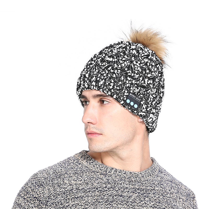 قبعة محبوكة مع خاصية البلوتوث و ميكروفون One Size أسود/ أبيض/ بني - Image 4