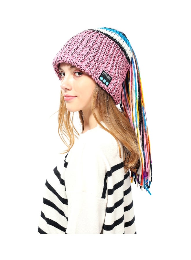 قبعة محبوكة بتقنية البلوتوث مع ميكروفون One Size وردي/ أزرق/ أبيض - Image 3