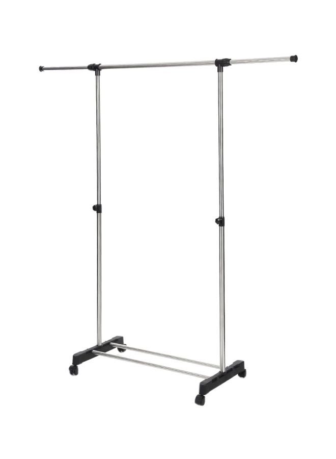 ikayaa Metal Adjustable Clothes Organizer With Shoes Rack Silver/Black 87cm - Image 1