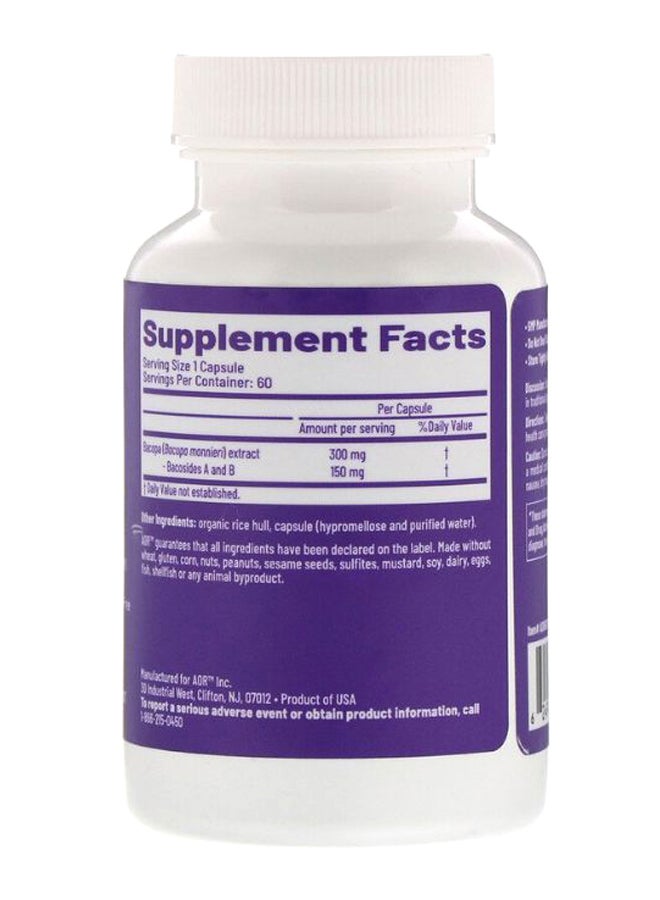 AOR - Bacopa Enlighten Dietary Supplement - 60 Vegetarian Capsules - Image 1