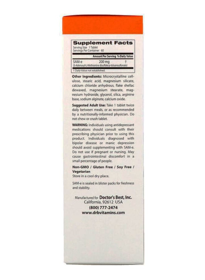 Doctor's BEST SAM-e - 60 Enteric Coated Tablets  - Image 2