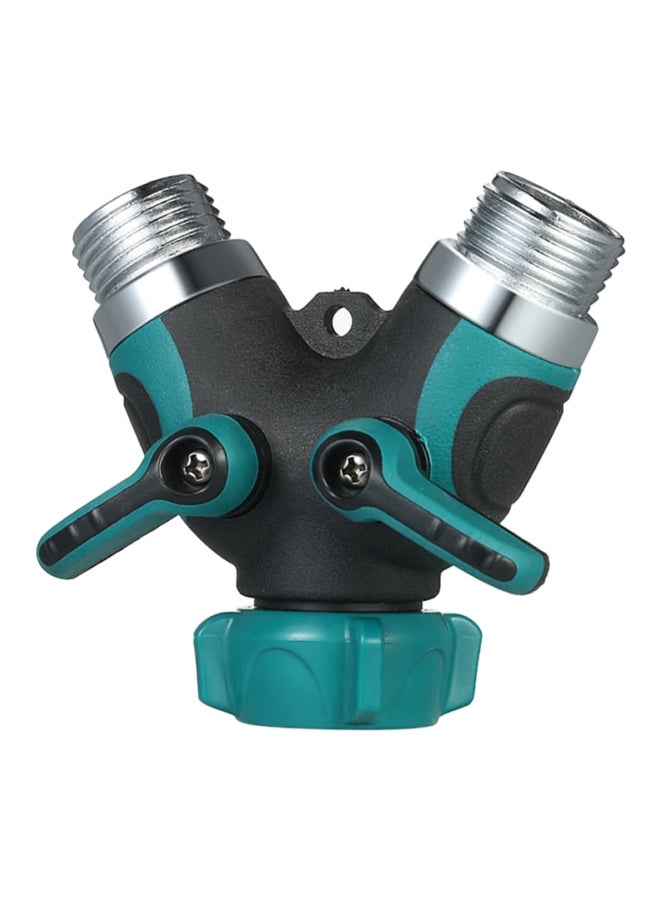 Generic Double Way Hose Splitter Y Connector Black/Blue/Silver 9.5x9.5cm  - Image 1