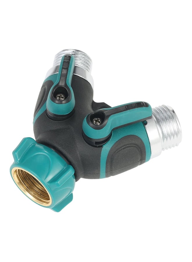 Generic Double Way Hose Splitter Y Connector Black/Blue/Silver 9.5x9.5cm  - Image 3