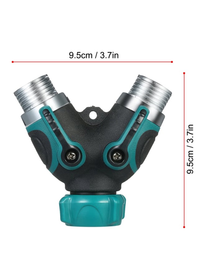 Generic Double Way Hose Splitter Y Connector Black/Blue/Silver 9.5x9.5cm  - Image 4