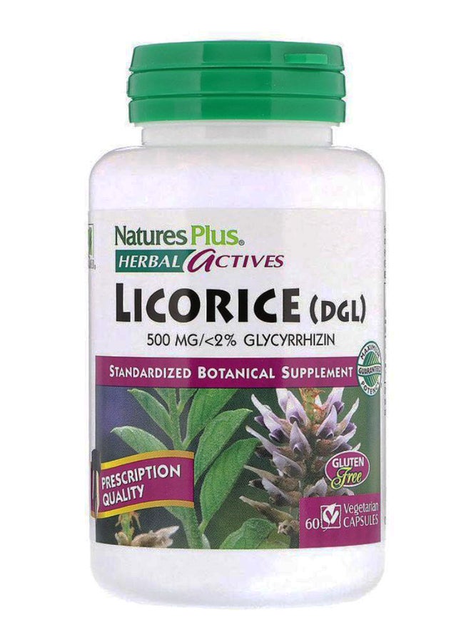 Natures Plus Herbal Actives Licorice (DGL) - 60 Capsules - Image 1