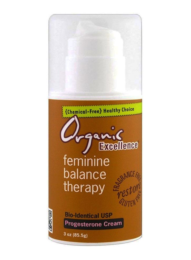 Organic Excellence - Feminine Balance Therapy, Progesterone Cream, Fragrance Free - 3 oz (85.5 g) - Image 1