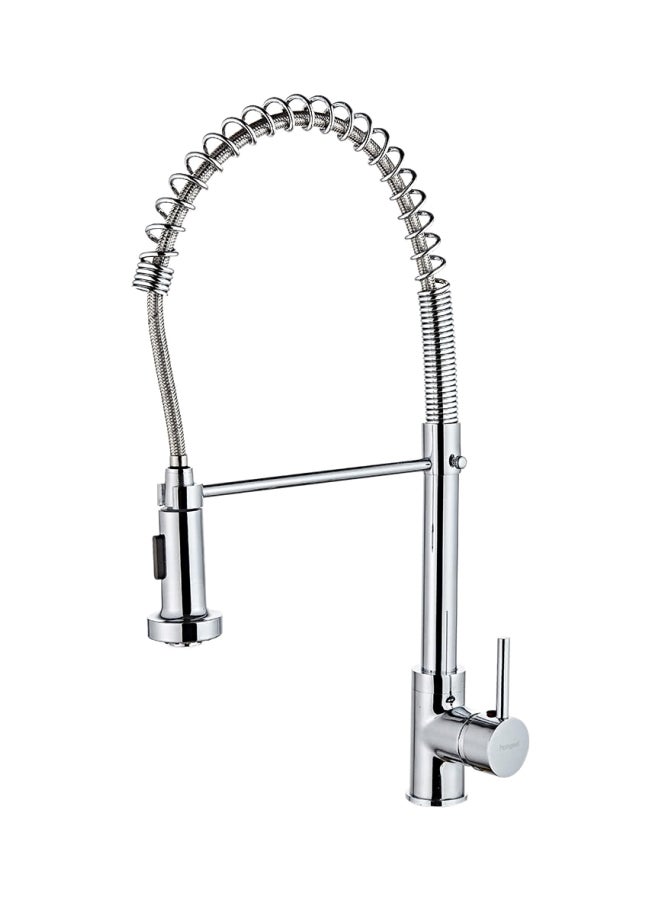 homgeek - Deck Mounted Basin Faucet With Pull Out Flexible Hose Silver 62.5x7x36.5cm - Image 1