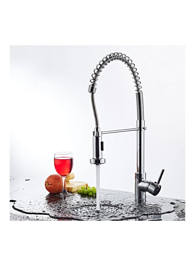 homgeek - Deck Mounted Basin Faucet With Pull Out Flexible Hose Silver 62.5x7x36.5cm - Image 1