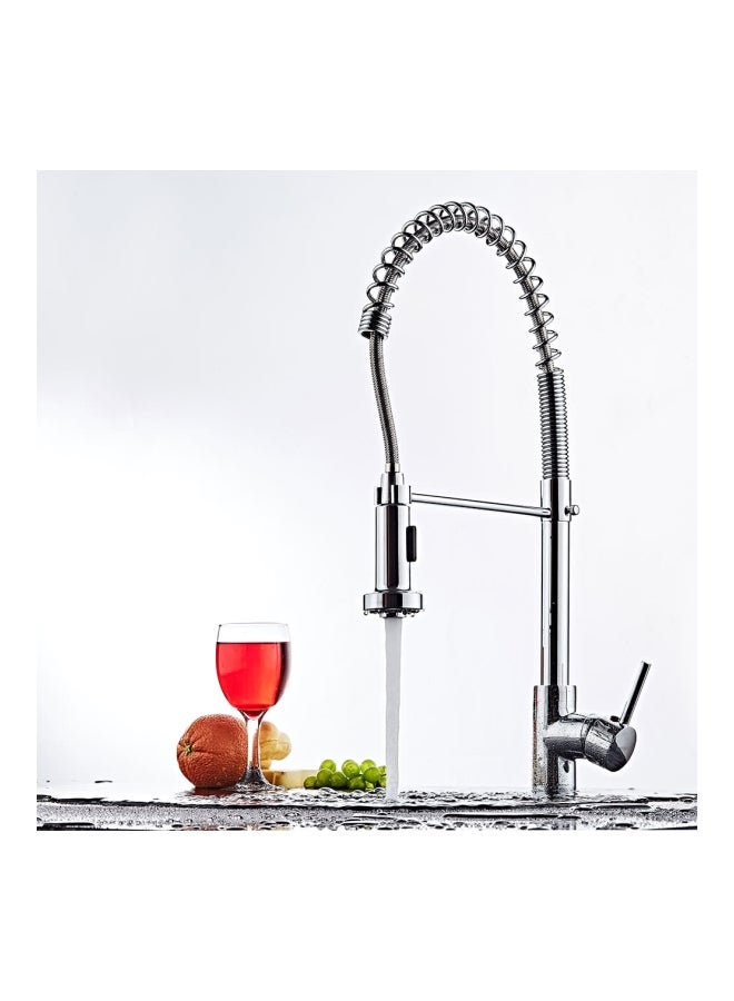 homgeek - Deck Mounted Basin Faucet With Pull Out Flexible Hose Silver 62.5x7x36.5cm - Image 1