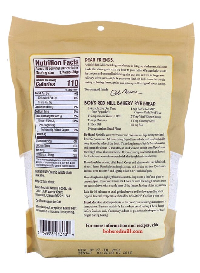Bob's Red Mill Organic Dark Rye  Whole Grain Flour 20grams  - Image 2